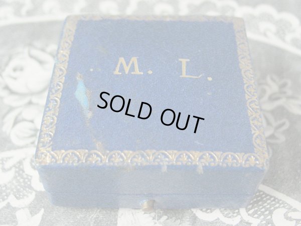 画像1: アンティーク モノグラム『M.L.』入り ブルーのジュエリーボックス 