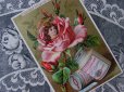 画像1: 1911年 アンティーク クロモ 薔薇と少女  LA ROSE-LIEBIG- (1)