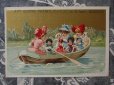 画像2: アンティーク クロモ 人形と少女たちの船の散歩-AUX QUATRE FRERES- (2)