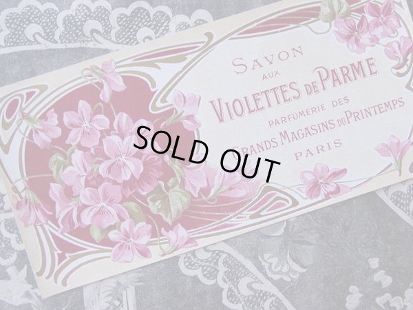 画像1: アンティーク サボンラベル 菫 SAVON AUX VIOLETTES DE PARME-GRANDS MAGASINS DU PRINTEMPS-