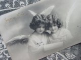 アンティークポストカード 天使の少女たち 