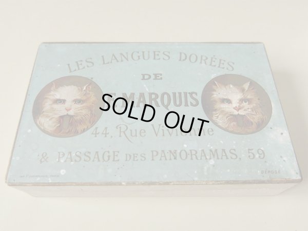 画像2: 19世紀 アンティーク 子猫たちのラングドシャの紙箱 LES LANGUES DE F.MARQUIS 44, RUE VIVIENNE & PASSAGE DES PANORAMAS,59.