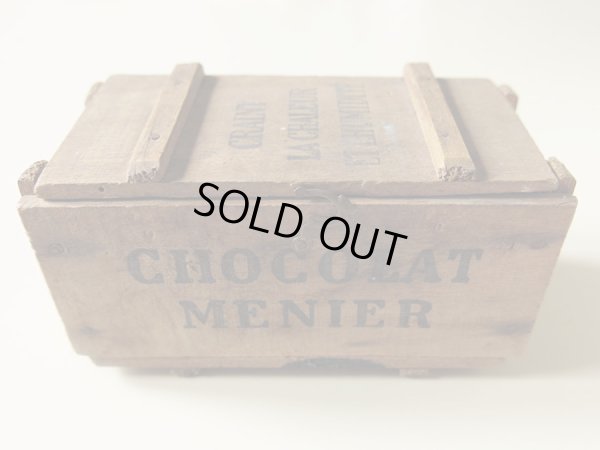 画像1: アンティーク ショコラ ムニエ チョコレートの小さな木箱-CHOCOLAT MENIER-