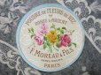 画像1: アンティーク パウダーボックスのラベル 薔薇 POUDRE DE FLEURS DE RIZ ROSES D'ORIENT -F.MOREAU&FILS- (1)