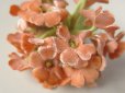 画像3: アンティーク 淡いオレンジの花のコサージュ 18輪 ベルベット製 (3)