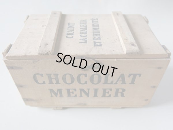 画像1: アンティーク ショコラ ムニエ チョコレートの木箱-CHOCOLAT MENIER-