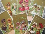 アンティーク クロモ 花のドレスの少女たち 全6枚セット -CHOCOLAT GUERIN-BOUTRON-