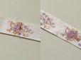 画像5: アンティーク 薄紫の花 フラワーバスケットの刺繍入り リボン 2.6m (5)