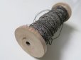 画像2: アンティーク 木製ボビン ブラウン＆シルバー色の糸巻き (2)