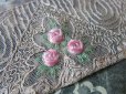 画像3: アンティーク アールデコ  薔薇の刺繍入りレース スモーキーピンク 1.89m (3)