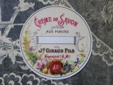 アンティーク 薔薇と菫ソープクリームのラベル CREME DE SAVON PARFUMEE AUX FLEURS - JN.GIRAUD.FILS-