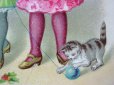 画像3: アンティーク クロモ 毛糸で遊ぶ子猫と少女 CHOCOLAT LOUIT (3)