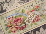アンティーク サボンラベル  春の薔薇とサキソニー柄 ROSE DU PRINTEMPS